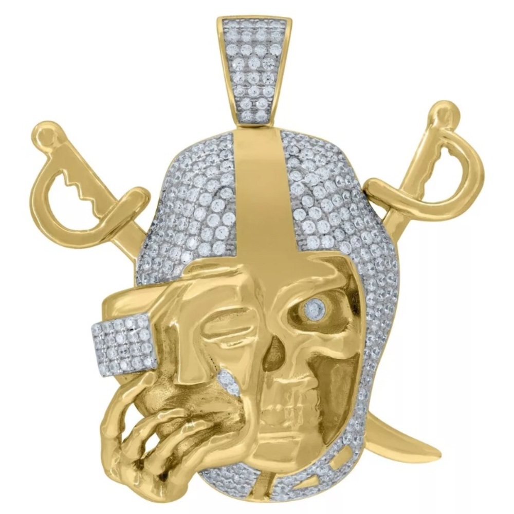 925 Sterling Silver Skull Sword Gothic Pendant